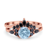 Two Piece Round Natural Stone Chevron Ring