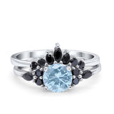 Two Piece Round Natural Stone Chevron Ring