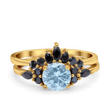 Two Piece Round Natural Stone Chevron Ring