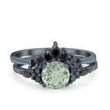 Two Piece Round Natural Stone Chevron Ring