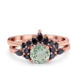 Two Piece Round Natural Stone Chevron Ring