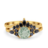 Two Piece Round Natural Stone Chevron Ring