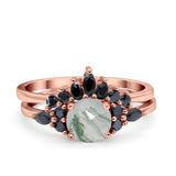Two Piece Round Natural Stone Chevron Ring