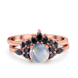 Two Piece Round Natural Stone Chevron Ring