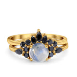 Two Piece Round Natural Stone Chevron Ring