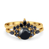 Two Piece Round Natural Stone Chevron Ring