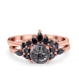 Two Piece Round Natural Stone Chevron Ring