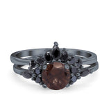 Two Piece Round Natural Stone Chevron Ring