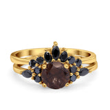 Two Piece Round Natural Stone Chevron Ring