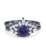 Two Piece Round Natural Stone Ring