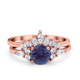 Two Piece Round Natural Stone Ring