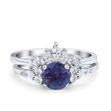 Two Piece Round Natural Stone Ring