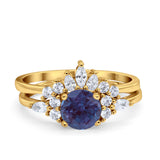 Two Piece Round Natural Stone Ring