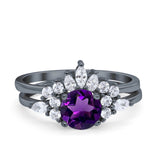 Two Piece Round Natural Stone Ring