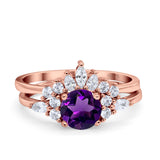 Two Piece Round Natural Stone Ring