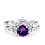 Two Piece Round Natural Stone Ring
