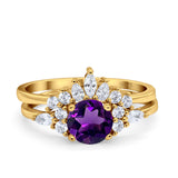 Two Piece Round Natural Stone Ring