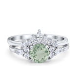 Two Piece Round Natural Stone Ring