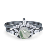 Two Piece Round Natural Stone Ring
