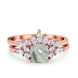 Two Piece Round Natural Stone Ring
