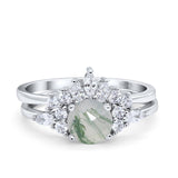Two Piece Round Natural Stone Ring