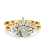 Two Piece Round Natural Stone Ring