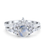 Two Piece Round Natural Stone Ring