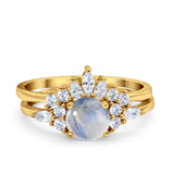 Two Piece Round Natural Stone Ring