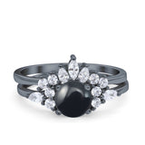 Two Piece Round Natural Stone Ring