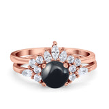 Two Piece Round Natural Stone Ring