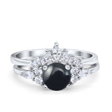 Two Piece Round Natural Stone Ring