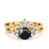 Two Piece Round Natural Stone Ring