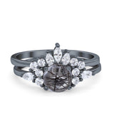 Two Piece Round Natural Stone Ring