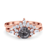 Two Piece Round Natural Stone Ring