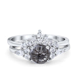 Two Piece Round Natural Stone Ring