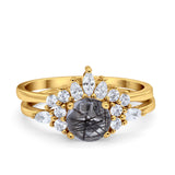Two Piece Round Natural Stone Ring