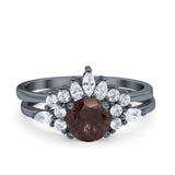 Two Piece Round Natural Stone Ring