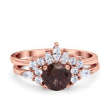 Two Piece Round Natural Stone Ring