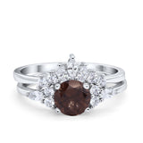 Two Piece Round Natural Stone Ring