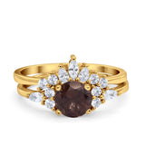 Two Piece Round Natural Stone Ring