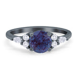 Art Deco Round Natural Stone Wedding Ring