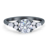 Art Deco Round Natural Stone Wedding Ring