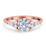 Art Deco Round Natural Stone Wedding Ring