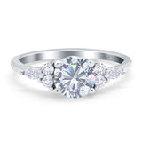 Art Deco Round Moissanite Marquise Style Ring 925 Sterling Silver