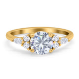 Art Deco Round Natural Stone Wedding Ring