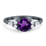 Art Deco Round Natural Stone Wedding Ring