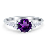 Art Deco Round Natural Stone Wedding Ring