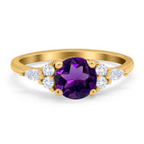 Art Deco Round Natural Stone Wedding Ring