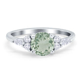 Art Deco Round Natural Stone Wedding Ring