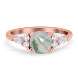 Art Deco Round Natural Stone Wedding Ring